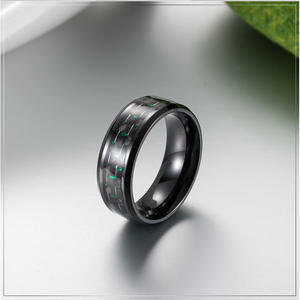 Titanium Steel Carbon Fiber <b>Ring</b> Red Green Blue Geometric Unisex Daily Wear Jewelry - Product Image 4