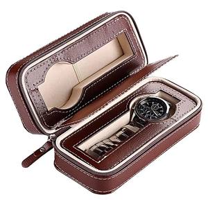 Kotak Penyimpanan Jam Tangan Kulit PU Portabel 2 Slot dengan Ritsleting dan Personalisasi - Product Image 6