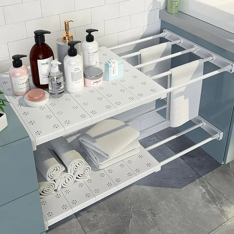 Decorative Storage Holder Space White Kitchen Customized Color Stretchable rack