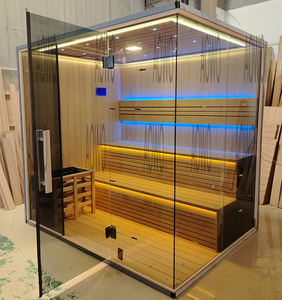 Sauna infrarouge sauna extérieur cadre en acier inoxydable personnalisé verre noir thérapie par la lumière rouge <span class=keywords><strong>vichy</strong></span> <span class=keywords><strong>spa</strong></span> à vapeur halo thérapie au sel - Product Image 3