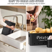 Ensemble de 3 boîtes de rangement pour légumes de cuisine personnalisées, boîtes à pommes de terre, oignons, ail avec couvercle en bois