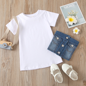 Ensembles de vêtements d'été pour bébés filles de 1 à 6 ans, t-shirt à manches courtes + gilet en jean, 2 pièces, tenues de fête à la mode pour filles - Product Image 4