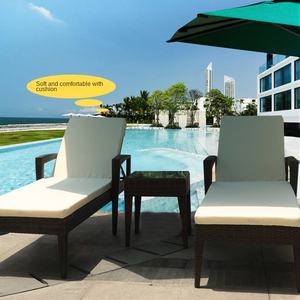 Chaise de loisirs en rotin pour piscine extérieure, <span class=keywords><strong>parapluie</strong></span> inclinable en métal imperméable, chaise de loisirs en rotin moderne - Product Image 3