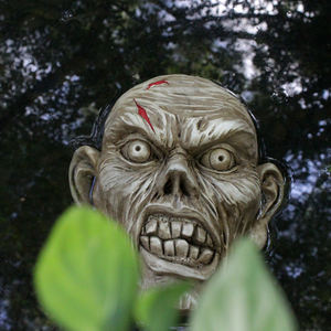 Cara de zombi flotante de resina, decoraciones de Halloween, estatua de cabeza de zombi falsa de resina para jardín, césped, estanque, cementerio, adornos para exteriores - Product Image 4