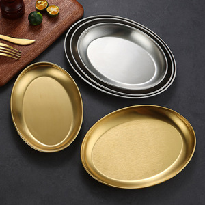 Stainless Steel Oval Plate 304 For Fish Snacks Barbecue Hot Pot Vegetables Fries Grilled Meat Hotel Party Use - Product Image 1