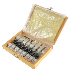 7 Pc Wood <b>Screw</b> Drill <b>Set</b> With Countersink And Hole Drilling Bit In Wooden Box 45# Steel For Steel Applications - Product Image 1