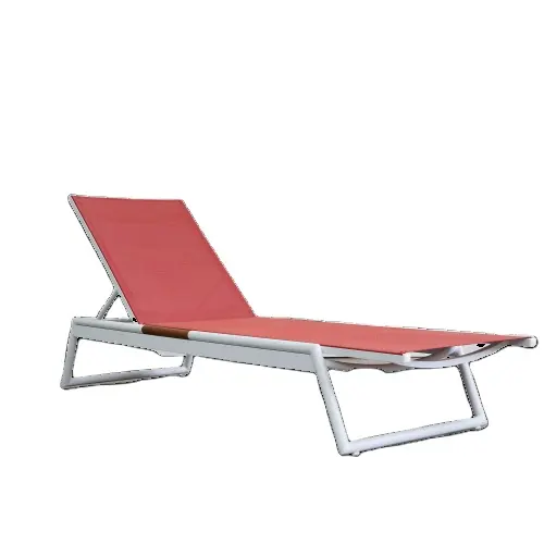 Silla de salón para exteriores, tumbona de lujo para piscina, tumbonas ajustables de tela de aluminio para patio apilable