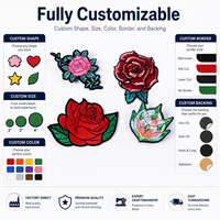 Patchs brodés floraux personnalisés en gros, badges d'appliques de fleurs de rose assorties pour vestes, robes, sacs, chapeaux et vêtements