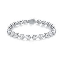 Pulsera de Moissanita con Engaste Redondo en Plata de Ley 925, Piedras de 0.1ct, 16.5-19cm, 3 Tamaños, Joyería Hip Hop para Hombre y Mujer