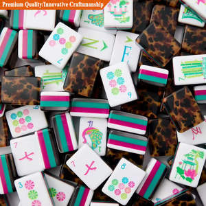 Juego de Mahjong Americano de Lujo Moderno de 160 Piezas, Diseño de 4 Capas con Reverso con Estampado de Leopardo, Fichas de Acrílico, Estándar de <span class=keywords><strong>Casino</strong></span> - Product Image 2