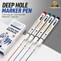 10 stylos marqueurs pour trous profonds, 21 mm de long, pointe fine de 2 mm, imperméables, séchage rapide, marqueurs permanents pour le travail du bois et la construction