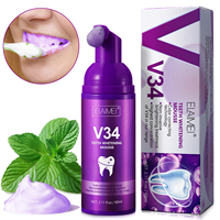 ELAIMEI Pasta Dental Blanqueadora Morada al por Mayor, Pasta Dental Correctora de Color con Menta 30ml, Cuidado Bucal, Disponible para Suministro a TikTok