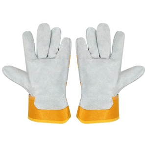 Guantes de trabajo de cuero dividido de piel de vaca de calidad resistente Guantes de aparejo de construcción de protección de manos de seguridad industrial - Product Image 5