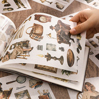 SIMNO Vintage lecture thème autocollant adhésif rétro esthétique bricolage fournitures 30 feuilles décalcomanies prédécoupées avec 20 feuilles matériel papier