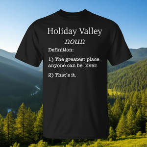 Camiseta Holiday Valley negra unisex para adultos con diseño definido - Product Image 3