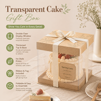 Boîte à gâteau personnalisable en forme de sac à main, recyclable, avec fenêtre transparente, emballage portable en papier, finition mate et estampage