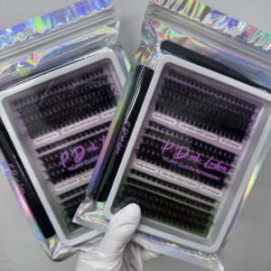 Siêu Nóng Fluffy Cụm Lông Mi Kit Biểu Tượng Tùy Chỉnh 10-20Mm DIY Lash Mở Rộng Bán Buôn 100D Phân Khúc Lông Mi Cụm - Product Image 5