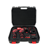 Kit combiné d'outils sans fil 3-en-1 sans balais 24 pièces : Clé à chocs, Clé à cliquet, Tournevis dans un coffret moulé par soufflage