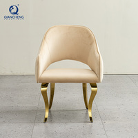 Chaise d'appoint en velours bicolore avec pieds en acier inoxydable doré, chaises de salle à manger rembourrées, chaises de restaurant, OEM
