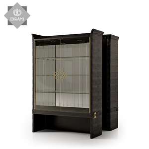 Meuble de salon moderne <span class=keywords><strong>vintage</strong></span> de luxe Buffet en cuir blanc <span class=keywords><strong>Mini</strong></span> vitrine d'angle pour la maison - Product Image 5