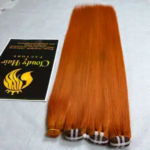 Прямые волосы с костями ярко-оранжевого цвета необработанный настоящий человек долговечный Готовый корабль FEDEX двойное переплетение NON REMY Cloudyhaircollection