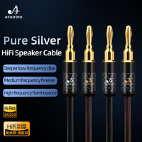 Câble de haut-parleur HIFI en feuille d'argent pur, fiches bananes plaquées or, audio professionnel, lecteur DVD, voiture, piano, microphone