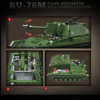 769 pièces nouvelle idée de produit 2025 échelle soviétique automoteur pistolet Su-76m véhicule militaire modèle Kit réservoir destructeur bloc de construction ensemble