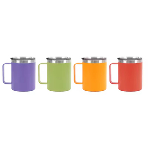 Mug en acier inoxydable personnalisé avec logo, couvercle et poignée, 12 oz, 14 oz, vaisselle de voyage, camping, cadeaux d'entreprise, vente en gros d'usine - Product Image 1