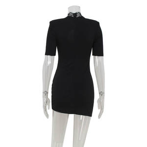 <span class=keywords><strong>Mini</strong></span> abiti da donna a tubino Sexy in <span class=keywords><strong>pizzo</strong></span> tinta unita a collo alto aderente a mezza manica traforata vestibilità Vestidos Robe GX98 - Product Image 4