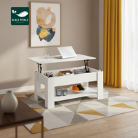 Table basse relevable extensible de style européen, moderne, en bois, avec rangement, pliable pour petits espaces, mobilier de salon réglable en hauteur
