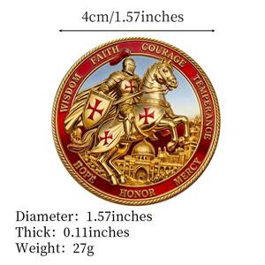 Moneta Commemorativa della Cavalleria Cristiana, Artigianato in Metallo, Decorazione Religiosa a Tema Guardiano, Souvenir della Fede - Product Image 4