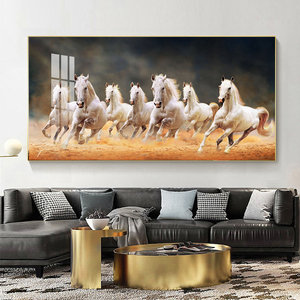 7 kanvas kuda lari gambar poster cetakan bingkai Cuadros kristal porselen mewah dekorasi rumah seni dinding hewan lukisan kuda - Product Image 3