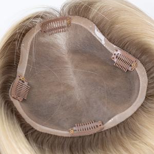 Topper capillaire mono 6x6 en <span class=keywords><strong>cheveux</strong></span> humains blond cendré, 12 pouces, densité 100%, pour femmes aux <span class=keywords><strong>cheveux</strong></span> fins, fourni par un fabricant de produits capillaires - Product Image 5