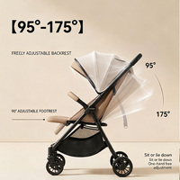 Poussette légère et réversible, pliable, avec amortissement des chocs et position assise-reclinable
