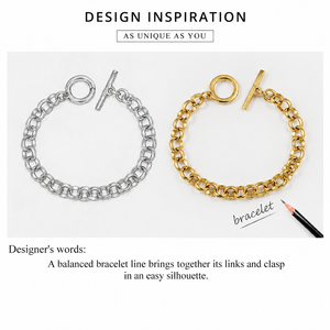 Pulsera de Eslabones Redondos con Cierre de Palanca para Mujer, Chapada en Oro de 14K, Variantes en Tono Dorado y Plateado de 0.3m - Product Image 3
