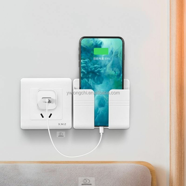 2021 Portable Living Room Charger Rack Shelf Phone Holder Wall Adhesive Phone Holder Stand Plastic for Convenience