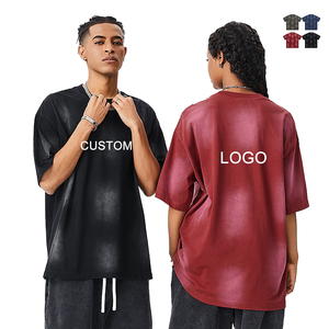 High Quality Heavyweight Cotton Custom T-Shirt Men Vintage High Street Oversized Washed Blank T Shirt Digital Print <b>Tshirt</b> - Product Image 1
