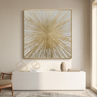 Poster Dekorasi Art Deco Modern Lukisan Minyak Buatan Tangan dengan Foil Emas Murni di Kanvas Panel Still Life Ulang Tahun