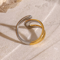 ERESI Two Color Tones Schmuck Hohl kreuz ringe Verschiedene unregelmäßige hohle Edelstahl plattierte 18 Karat Gold Ring für Frauen