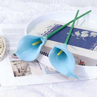 Bunga Calla Lily Buatan Warna-warni Burgundy Biru Muda Harga Grosir Sangat Murah L-R430 Dekorasi Rumah Pernikahan Buket Pengantin