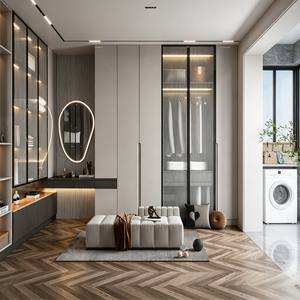 BALOM Dressing contemporain sur mesure avec <span class=keywords><strong>aménagement</strong></span> personnalisable et éclairage intégré pour maisons de luxe - Product Image 3