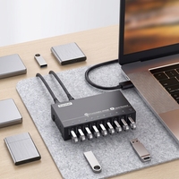Sipolar A-103 Hub USB 3.0 de 10 Puertos con Alimentación de 60W, Estación de Carga Portátil para Teléfono y Tableta, Hub de Sincronización de Datos para Múltiples Dispositivos