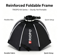 Parapluie octogonal portable en nylon pour flash Speedlite // Kx55/Kx65/Kx90/Kx120 - Kit d'éclairage photo pour extérieur et studio