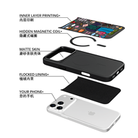 Coque de téléphone AG Feeling Black Edge avec motif American Girl doré pour iPhone 17, 17 Pro Max, 16 Pro, 15, 15 Pro Max – Coque magnétique