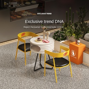Ensemble de mobilier de bar en métal de style industriel, combo transparent pour café en plein air, salle de billard, célébrité d'<span class=keywords><strong>Internet</strong></span> - pour zone de thé au lait - Product Image 3