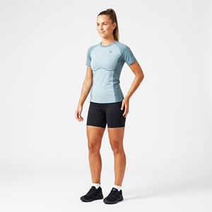 Breathable Women's <b>Running</b> Shirt with Mesh <b>Hi</b>-Vis Reflective Logo for Summer Outdoor Adventure - Product Image 1