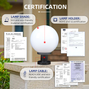 Lampe de poteau extérieur LED dorée 150-300mm E27 personnalisée en PC blanc chaud, étanche IP44, certifiée CE, 30000 heures - Product Image 2