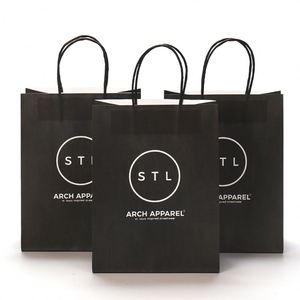 Échantillon gratuit, prix de gros pour l'industrie, sac en papier kraft blanc avec impression couleur noire, impression de logo, avec poignée - Product Image 6