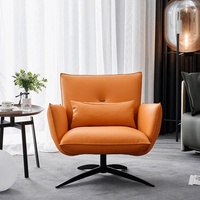 Fauteuil inclinable de salon en cuir de style italien/nordique à dossier haut pour hôtel, avec structure en bois massif, pour usage commercial