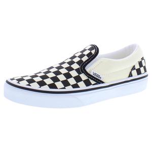 Scarpe Classiche Slip-on per Ragazze GS, Nero e Bianco a Scacchi, in Tela, Comode e Alla Moda per Tutte le Stagioni - Product Image 1